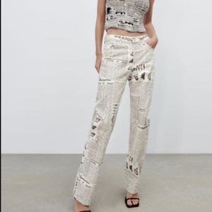 Printed straight leg jeans